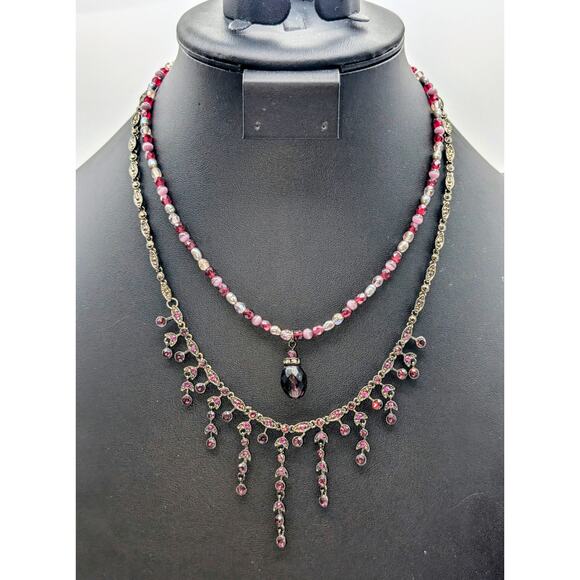 Mixed Lot of Crystal Rhinestone Bead 2 Necklaces 2 Bracelets & Dangle Earrings - Picture 4 of 10